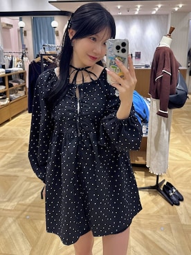 「LOWRYS FARM（ローリーズファーム）のケーブルニットショートパンツ 1052805（その他パンツ、ブラック系）」を使った、りいあ🥣さん（レディース）の秋コーディネート