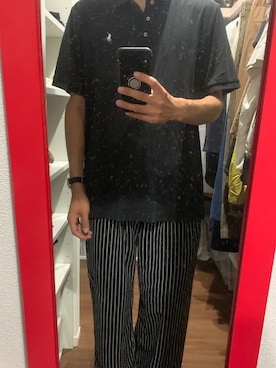 「RALPH LAUREN（ラルフ ローレン）のアイテム（ポロシャツ、ブラック系）」を使った、ボーリックさん（メンズ・182cm）の夏コーディネート