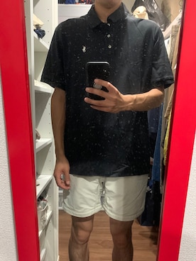 「RALPH LAUREN（ラルフ ローレン）のアイテム（ポロシャツ、ブラック系）」を使った、ボーリックさん（メンズ・182cm）の夏コーディネート