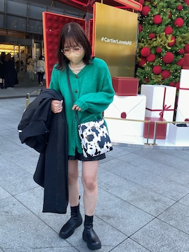 「epnok（エプノック）のアイテム（ステンカラーコート）」を使った、みぎみみさん（レディース・161cm）の冬コーディネート