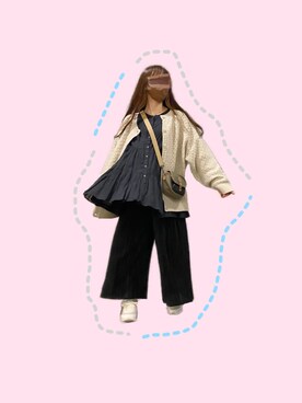 「tiptop（ティップトップ）の前後2wayニットカーディガン（カーディガン/ボレロ）」を使った、なぁこさん（レディース・154cm）の春コーディネート