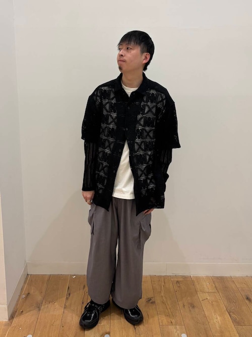 レースフェイクレイヤードロングスリーブシャツ
