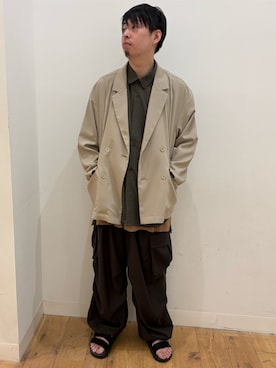 「SENSE OF PLACE by URBAN RESEARCH(センスオブプレイスバイアーバンリサーチ)のマイクロチェックエクストラルーズショートスリーブシャツ(シャツ/ブラウス、グリーン系)」を使った、*キミヲ*さん(メンズ・174cm)の夏コーディネート