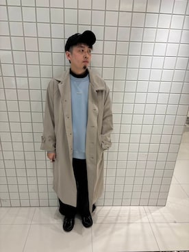 「アイテム（ステンカラーコート）」を使った、＊キミヲ＊さん（メンズ・174cm）の冬コーディネート