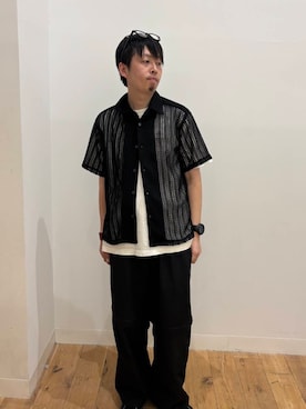 「黒」｜「アイテム（カーゴパンツ）」を使った、＊キミヲ＊さん（メンズ・175cm）の春コーディネート