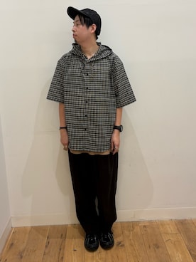 「SENSE OF PLACE by URBAN RESEARCH(センスオブプレイスバイアーバンリサーチ)の『イージーケア/速乾』サマー2タックワイドテーパードパンツ(その他パンツ、ブラウン系)」を使った、*キミヲ*さん(メンズ・174cm)の春コーディネート