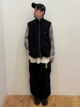 「SENSE OF PLACE by URBAN RESEARCH(センスオブプレイスバイアーバンリサーチ)のワイドカーゴパンツ(その他パンツ、ブラック系)」を使った、*キミヲ*さん(メンズ・174cm)の秋コーディネート