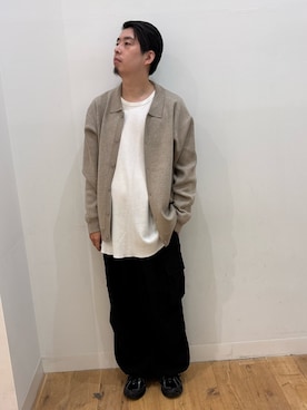「SENSE OF PLACE by URBAN RESEARCH(センスオブプレイスバイアーバンリサーチ)の『一部WEB限定カラー』『洗濯可』スウェットライクニットカーディガン(カーディガン/ボレロ、ベージュ系)」を使った、*キミヲ*さん(メンズ・174cm)の秋コーディネート