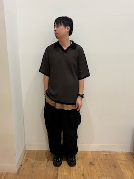 「SENSE OF PLACE by URBAN RESEARCH(センスオブプレイスバイアーバンリサーチ)の『洗濯可』ミックススキッパーニット(ニット/セーター、グリーン系)」を使った、*キミヲ*さん(メンズ・174cm)の春コーディネート