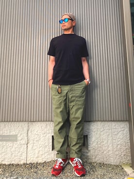 「BEAMS PLUS（ビームスプラス）のアイテム（帽子）」を使った、タケウチ☆ボンバイエさん（メンズ・173cm）の夏コーディネート