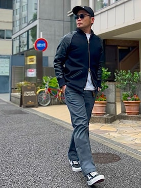 「アイテム（スタジャン）」を使った、タケウチ☆ボンバイエさん（メンズ・173cm）の秋コーディネート