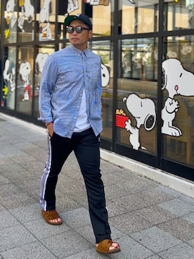 「アイテム（サンダル）」を使った、タケウチ☆ボンバイエさん（メンズ・173cm）の秋コーディネート