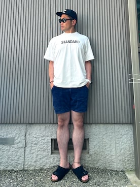 「アイテム（シューズ、ブルー系）」を使った、タケウチ☆ボンバイエさん（メンズ・173cm）の夏コーディネート