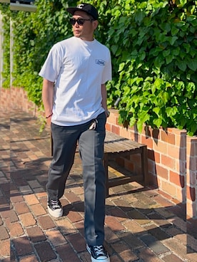「グラウンド草刈りのアイテム（その他、グリーン系）」を使った、タケウチ☆ボンバイエさん（メンズ・173cm）の夏コーディネート
