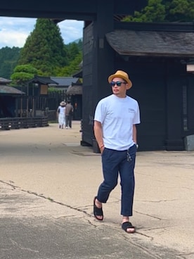 「UNIQLO（ユニクロ）のリネンイージーパンツ＋EC（その他パンツ）」を使った、タケウチ☆ボンバイエさん（メンズ・173cm）の夏コーディネート