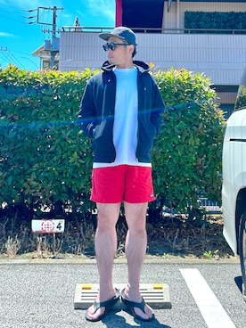 「アイテム（キャップ）」を使った、タケウチ☆ボンバイエさん（メンズ・173cm）の春コーディネート