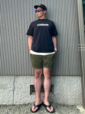 「アイテム（サンダル）」を使った、タケウチ☆ボンバイエさん（メンズ・173cm）の秋コーディネート