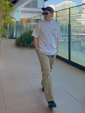 「Dickies（ディッキーズ）のアイテム（パンツ）」を使った、タケウチ☆ボンバイエさん（メンズ・173cm）の春コーディネート