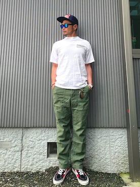「ミラーサングラス」｜タケウチ☆ボンバイエさん（メンズ・173cm）の夏コーディネート