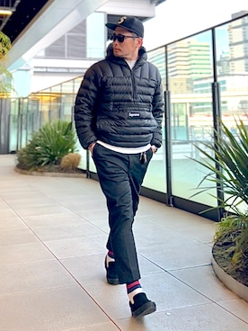 「Supreme （シュプリーム）のアイテム（帽子）」を使った、タケウチ☆ボンバイエさん（メンズ・173cm）の春コーディネート