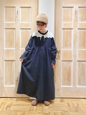 「袖フリル」｜「アイテム（雑貨/ホビー）」を使った、はまなかさん（レディース・151cm）の冬コーディネート