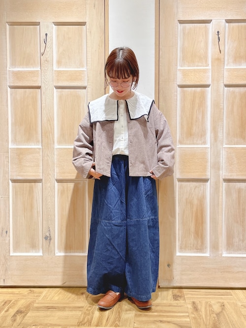 セール】綿麻ショートジャケット（ノーカラージャケット
