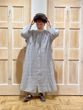 「ストライプワンピース」｜「アイテム（雑貨/ホビー）」を使った、はまなかさん（レディース・151cm）の秋コーディネート