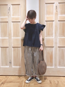 「袖フリル」｜「アイテム（その他）」を使った、はまなかさん（レディース・151cm）の夏コーディネート
