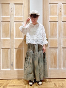 「ティアードスカート」｜「アイテム（雑貨/ホビー）」を使った、はまなかさん（レディース・151cm）の夏コーディネート