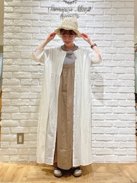 「ペーパーハット」｜「アイテム（雑貨/ホビー）」を使った、はまなかさん（レディース・151cm）の春コーディネート