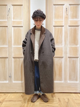 「コート」｜「アイテム（雑貨/ホビー）」を使った、はまなかさん（レディース・151cm）の秋コーディネート