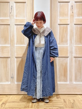 「デニムワンピース」｜「アイテム（雑貨/ホビー）」を使った、はまなかさん（レディース・151cm）の秋コーディネート