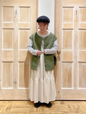「ティアードスカート」｜「アイテム（雑貨/ホビー）」を使った、はまなかさん（レディース・151cm）の冬コーディネート