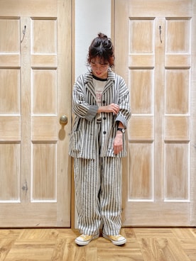 「ジャケット」｜「アイテム（雑貨/ホビー）」を使った、はまなかさん（レディース・151cm）の春コーディネート