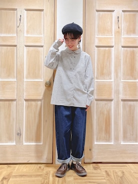 「ダブルボタン」｜「アイテム（その他雑貨）」を使った、はまなかさん（レディース・151cm）の冬コーディネート