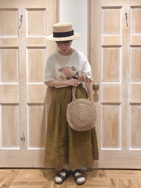 「スカラップ」｜「アイテム（その他）」を使った、はまなかさん（レディース・151cm）の夏コーディネート
