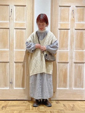「ストライプワンピース」｜「アイテム（雑貨/ホビー）」を使った、はまなかさん（レディース・151cm）の秋コーディネート