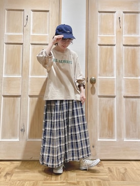 「ネイビー」｜「アイテム（雑貨/ホビー）」を使った、はまなかさん（レディース・151cm）の春コーディネート