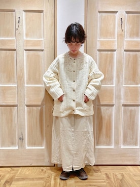 「Samansa Mos2（サマンサ モスモス）のアイテム（ピアス（両耳用））」を使った、はまなかさん（レディース・151cm）の秋コーディネート