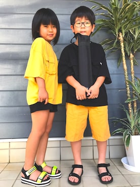 「no brand（ノーブランド）のアイテム（サンダル）」を使った、なつきさん（キッズ・130cm）の夏コーディネート