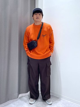 「アイテム（キャップ）」を使った、むーやんさん（メンズ・169cm）の冬コーディネート