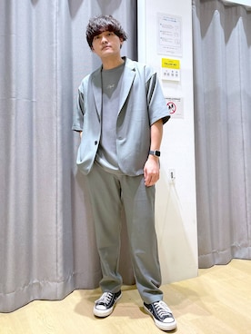 「テーパードパンツ」｜むーやんさん（メンズ・169cm・30代）の夏コーディネート