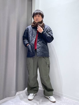「アイテム（カーゴパンツ）」を使った、むーやんさん（メンズ・169cm・30代）の冬コーディネート