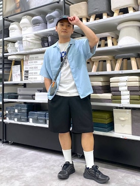 「LAKOLE（ラコレ）の【New Balance/ニューバランス】Fresh Foam Arishi TIRALUX / 576502（スニーカー、ブラック系）」を使った、むーやんさん（メンズ・169cm）の夏コーディネート