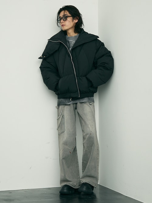 Black Padded Jacket With Inserts Black