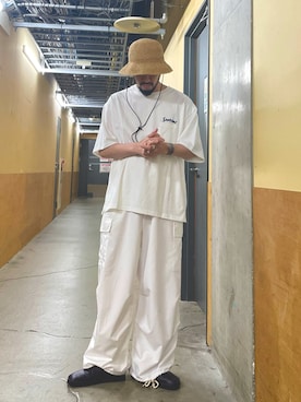 「halo commodity（ハロ　コモディティー）のアイテム（ハット）」を使った、MURAYAMAさん（メンズ・172cm）の春コーディネート