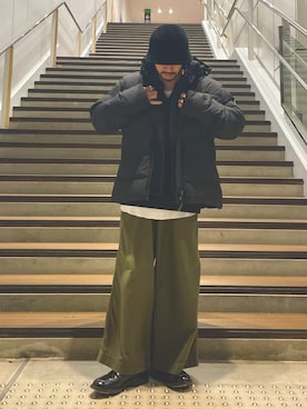 「GLOSTER（グロスター）のアイテム（帽子）」を使った、MURAYAMAさん（メンズ・172cm）の冬コーディネート