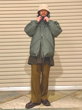 「GLOSTER（グロスター）のアイテム（帽子）」を使った、MURAYAMAさん（メンズ・172cm）の冬コーディネート