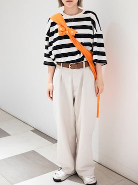 「アイテム（チノパンツ）」を使った、BRICK&SONS 天王寺ミオさん（レディース・150cm）の夏コーディネート