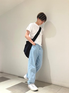 「アイテム（Tシャツ/カットソー）」を使った、BRICK&SONS 天王寺ミオさん（メンズ・170cm・10代）の夏コーディネート